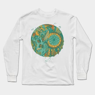 Mountain Green Skull and Dreamcatcher Circle Long Sleeve T-Shirt